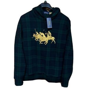 Polo Ralph Lauren Mens Iconic Triple Pony Tartan Fleece Hoodie